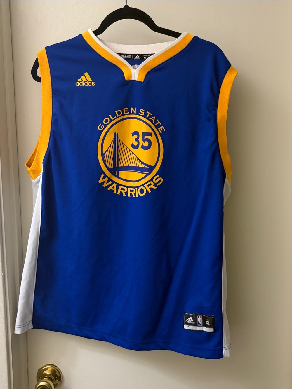adidas Golden State Warriors #35 Blue & Yellow Basketball Jersey